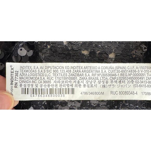 ZARA Black Sequin V Neck Long Sleeve Blazer Top Medium - Picture 8 of 9